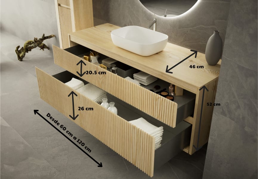 Meubles de salle de bain modernes en bois massif Alpes Bruntec croquis 5
