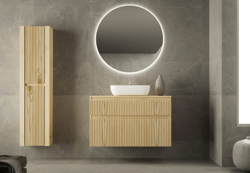 Meubles de salle de bain modernes en bois massif Alpes Bruntec principal 1