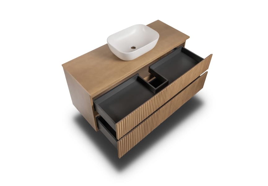 Meuble de salle de bains moderne en bois massif Alpes Bruntec détail 4