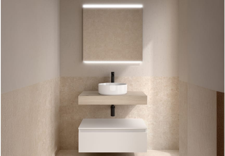 Ensemble de meubles de salle de bains avec plan de toilette et caisson en bois Domus Salgar principal 3