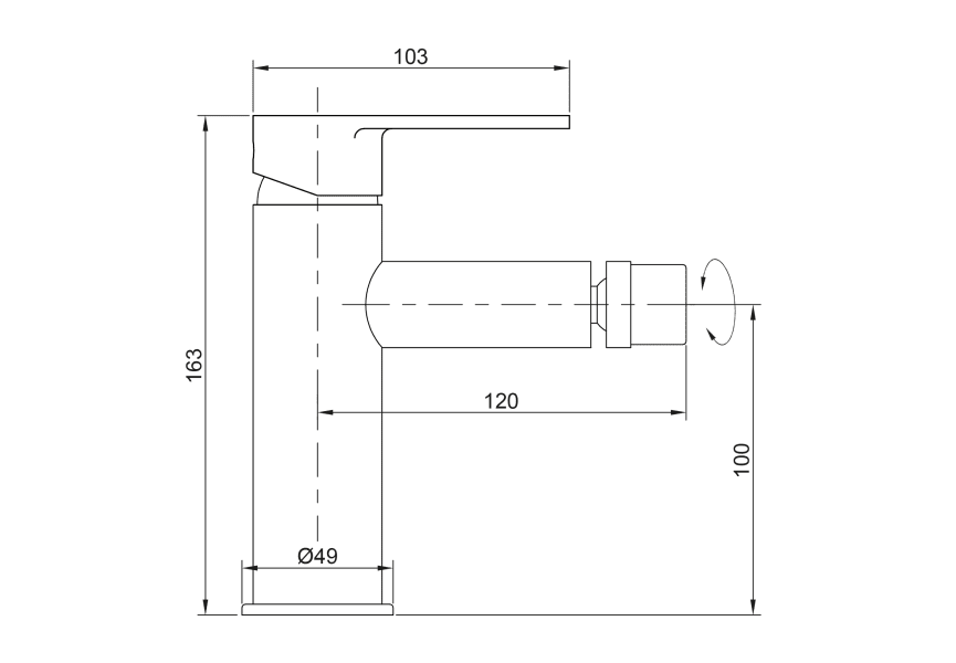 Mitigeur de bidet Iony de GME croquis 1