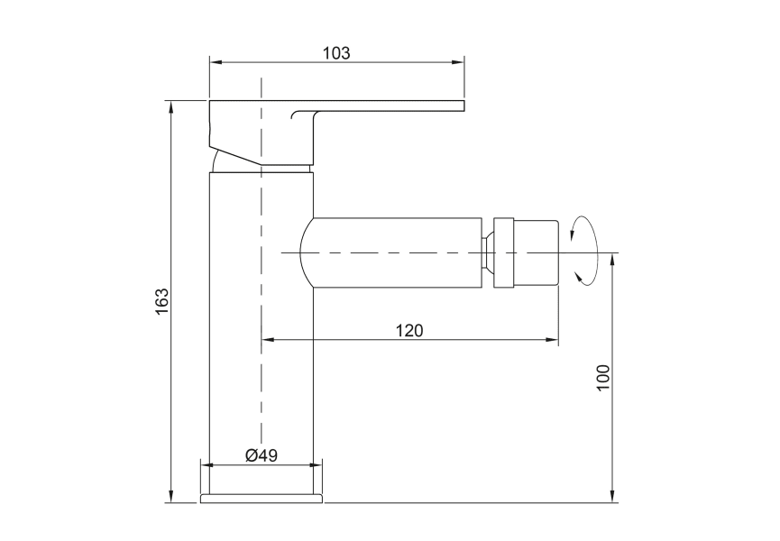 Mitigeur de bidet Iony de GME croquis 1