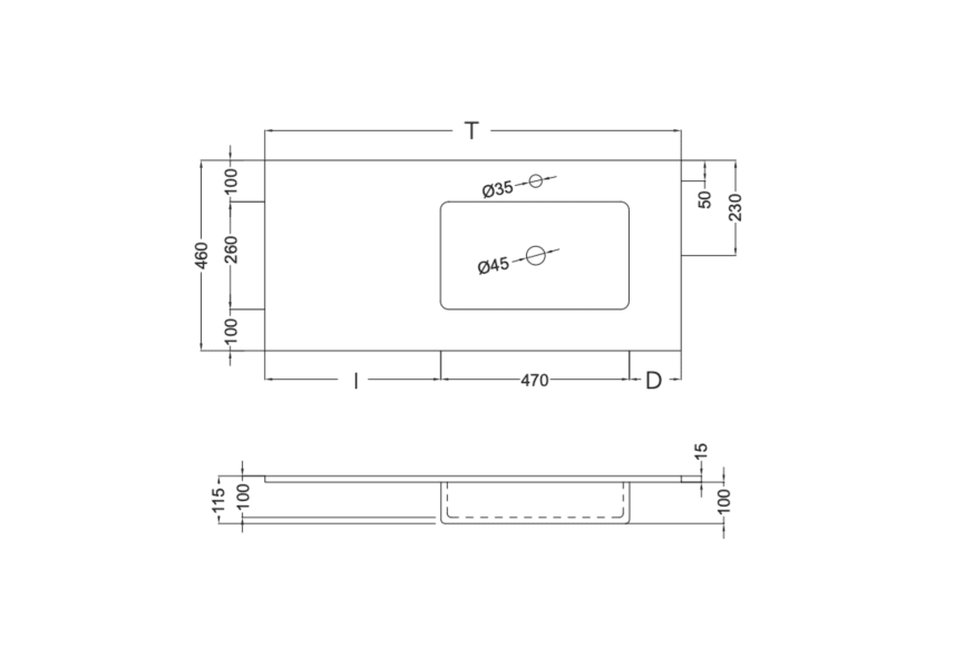 Lavabo encastré Mara Masai Coycama croquis 17