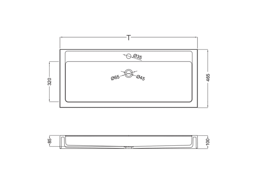 Vasque à encastrer Zafiro Coycama croquis 3