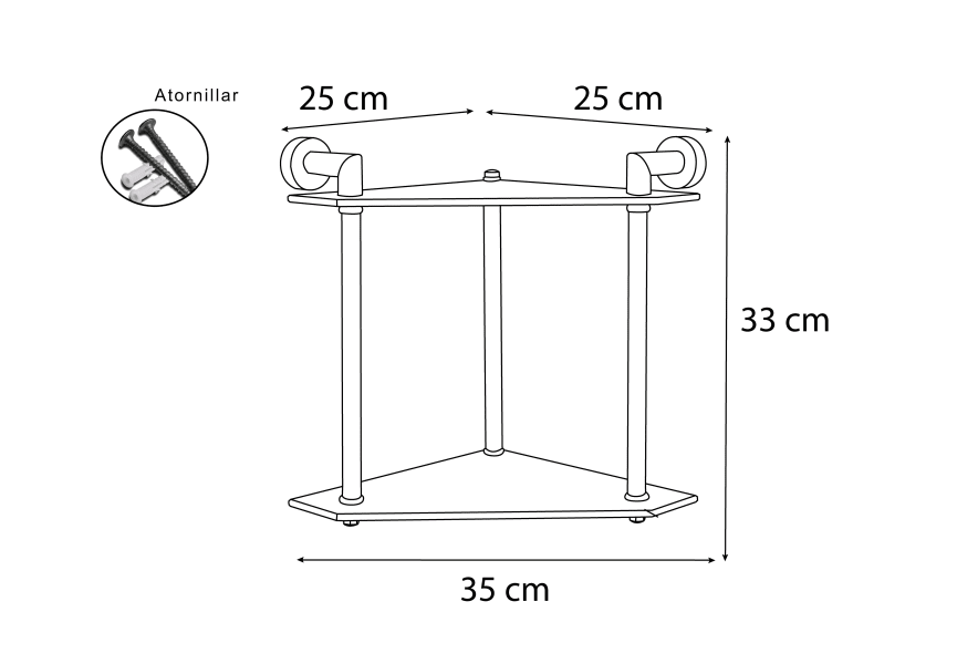 Double étagère de salle de bains Bruntec croquis 1