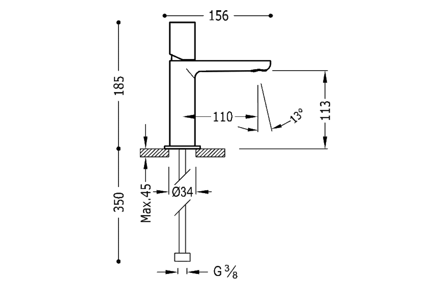 Robinet de lavabo Max Tres croquis 2