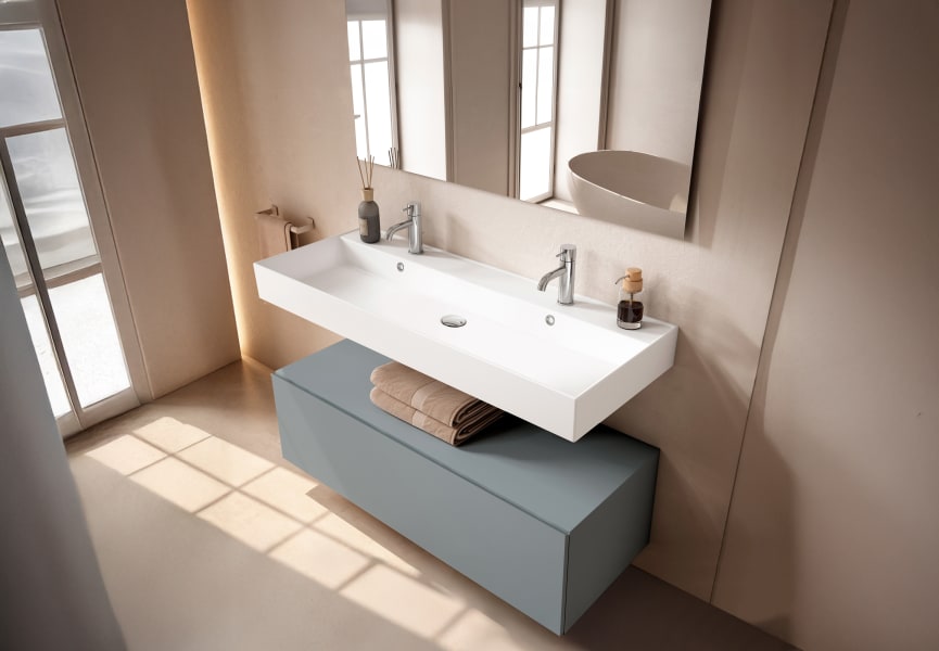 Ensemble de meubles de salle de bain avec lavabo en céramique de 12 cm de hauteur et tiroirs Nomad Viso principal 9