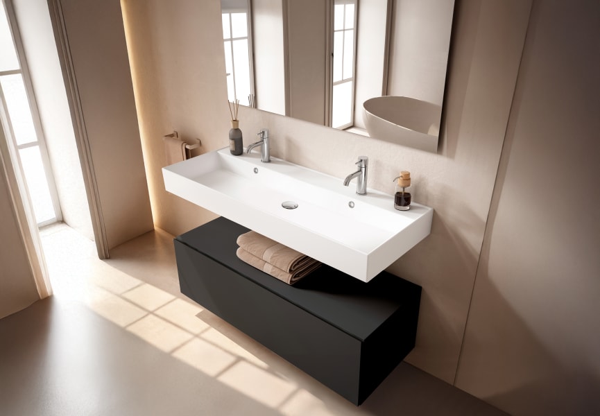 Ensemble de meubles de salle de bain avec lavabo en céramique de 12 cm de hauteur et tiroirs Nomad Viso principal 8