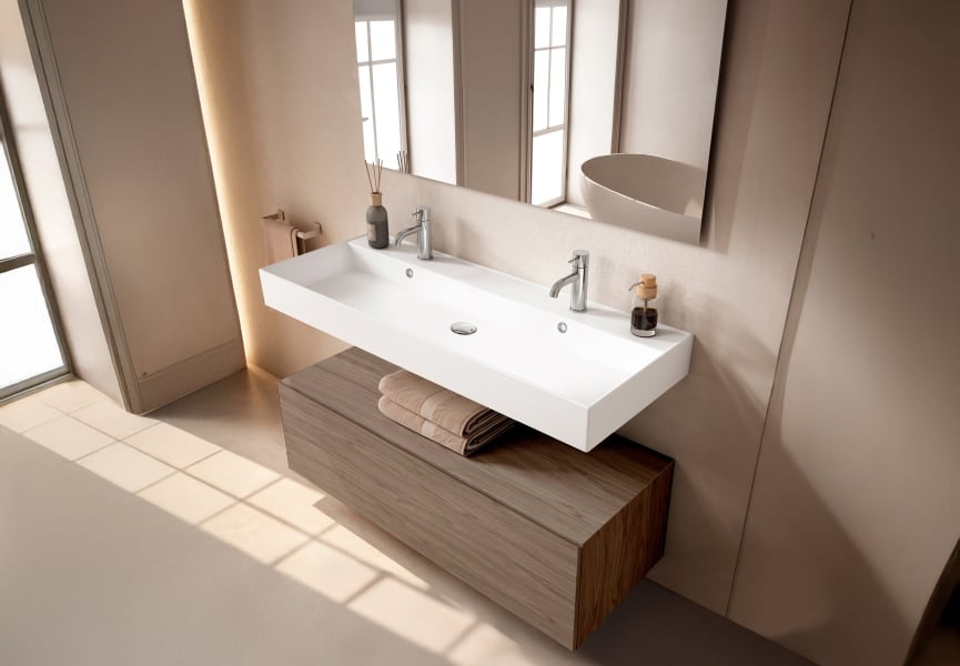 Ensemble de meubles de salle de bain avec lavabo en céramique de 12 cm de hauteur et tiroirs Nomad Viso principal 11