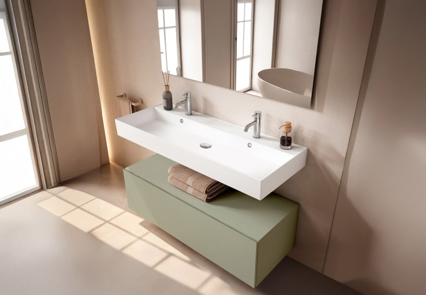 Ensemble de meubles de salle de bain avec lavabo en céramique de 12 cm de hauteur et tiroirs Nomad Viso principal 5