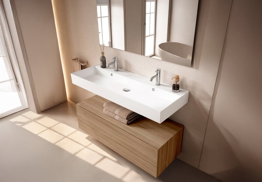 Ensemble de meubles de salle de bain avec lavabo en céramique de 12 cm de hauteur et tiroirs Nomad Viso principal 12