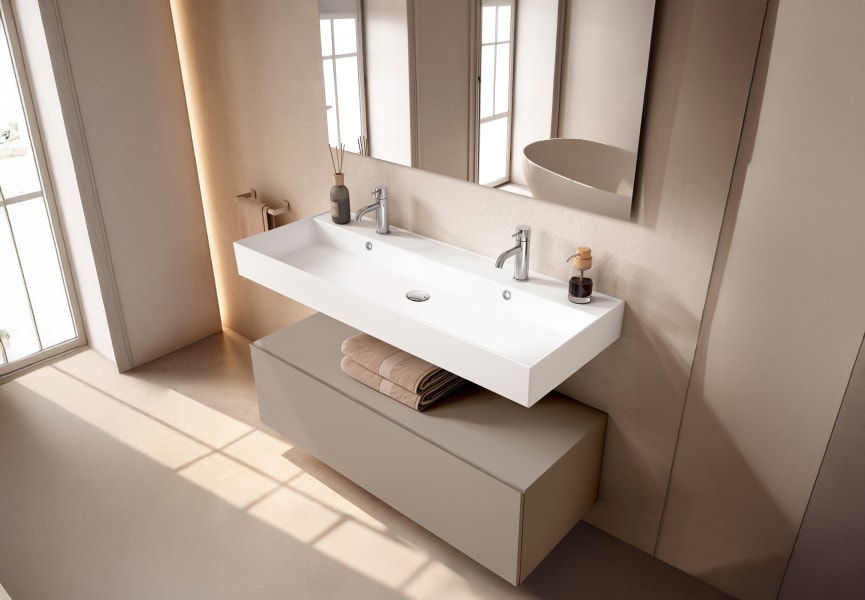 Ensemble de meubles de salle de bain avec lavabo en céramique de 12 cm de hauteur et tiroirs Nomad Viso principal 10