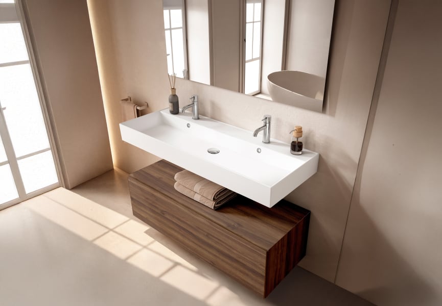 Ensemble de meubles de salle de bain avec lavabo en céramique de 12 cm de hauteur et tiroirs Nomad Viso principal 4