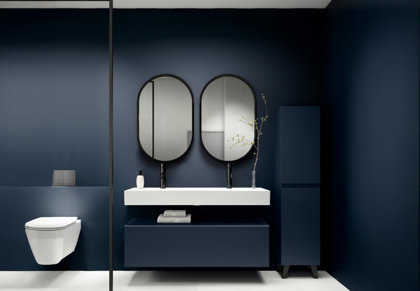 Ensemble de meubles de salle de bain avec lavabo en céramique de 12 cm de hauteur et tiroirs Nomad Viso principal 3