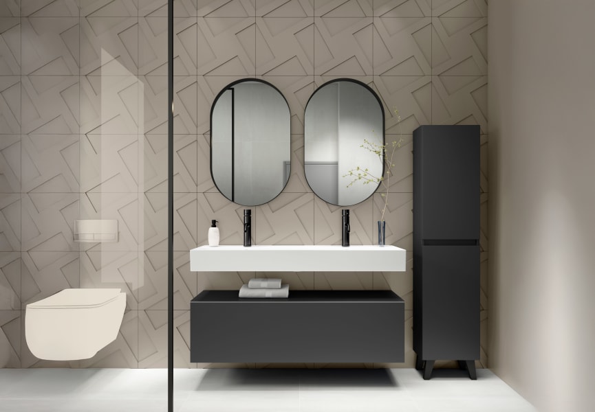 Ensemble de meubles de salle de bain avec lavabo en céramique de 12 cm de hauteur et tiroirs Nomad Viso principal 1