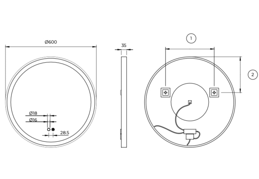 Miroir de salle de bain avec éclairage LED París Ledimex croquis 10