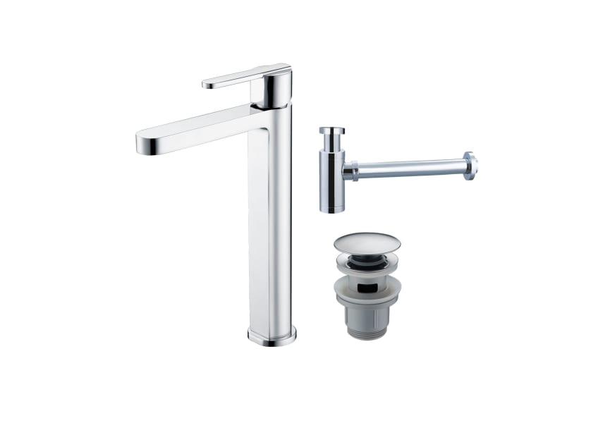 Pack Roma Imex robinet de lavabo à bec haut + Bonde à déclic + Siphon principal 0
