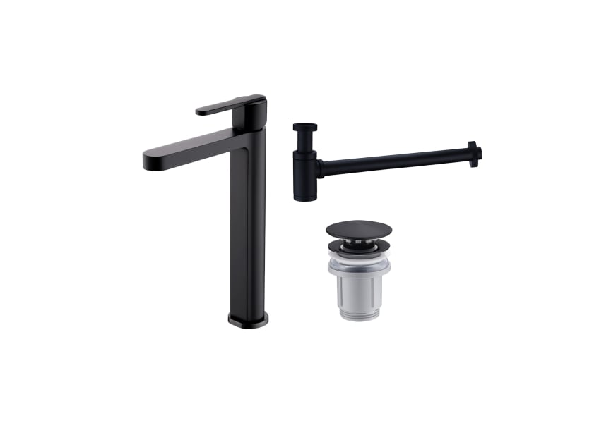 Pack Roma Imex robinet de lavabo à bec haut + Bonde à déclic + Siphon principal 1