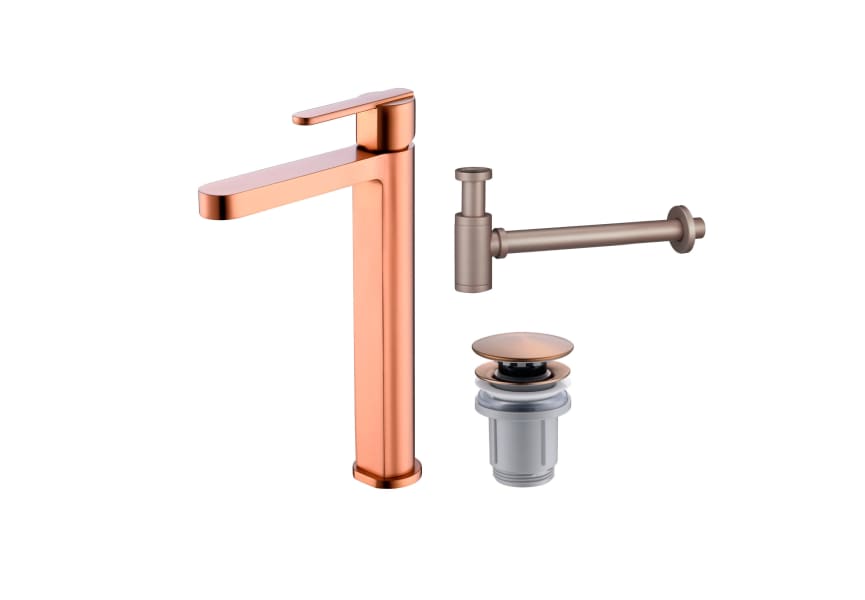 Pack Roma Imex robinet de lavabo à bec haut + Bonde à déclic + Siphon principal 3