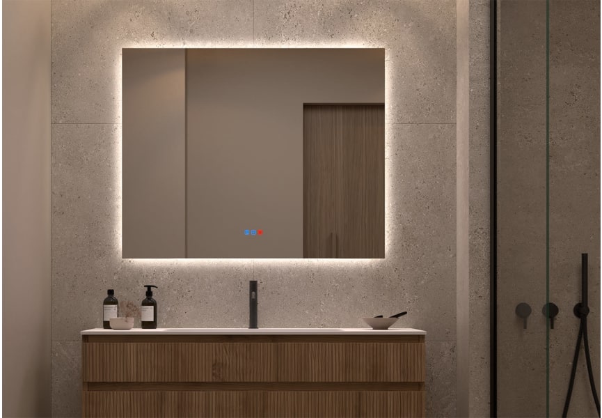 Miroir de salle de bain avec éclairage LED Dune Bruntec principal 1