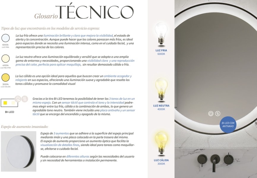 Miroir de salle de bain lumineux LED Dune Bruntec option 8