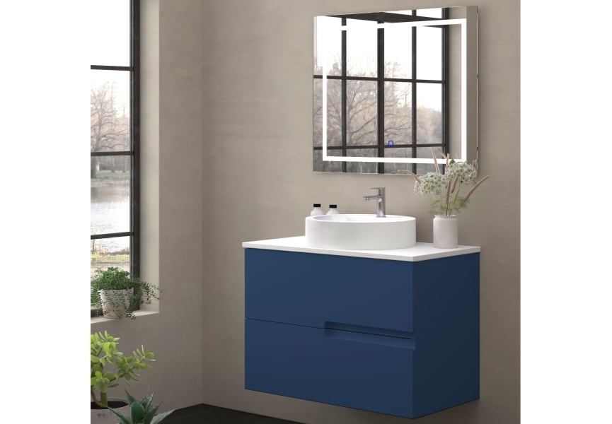 Meuble de salle de bains avec plan de toilette en pierre compacte blanche Lia Bruntec couleurs principal 7
