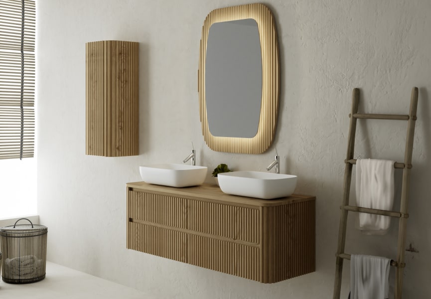 Meubles de salle de bains avec plan de toilette en bois massif Baviera Bruntec principal 1