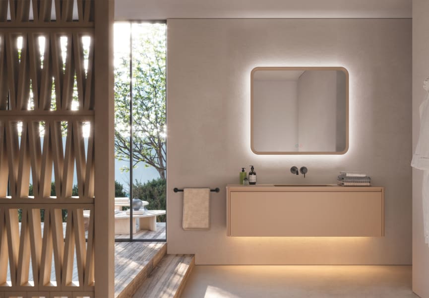 Miroir de salle de bain avec éclairage LED Duomo Ledimex environnement 10