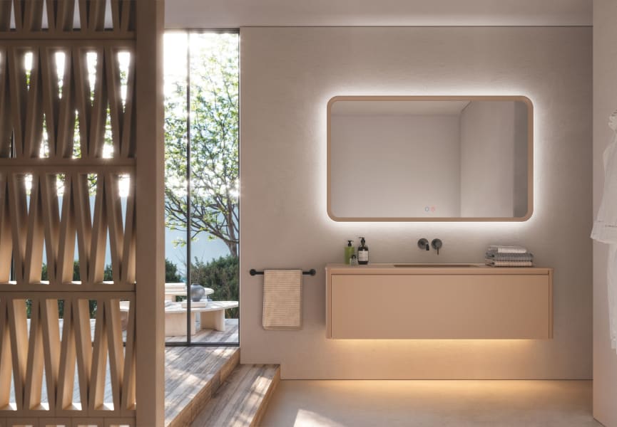 Miroir de salle de bain avec éclairage LED Duomo Ledimex environnement 9