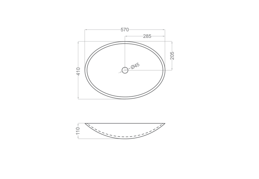 Coycama Orbit lavabo à poser croquis 19