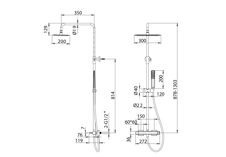 Set de douche Toscana Imex croquis 9