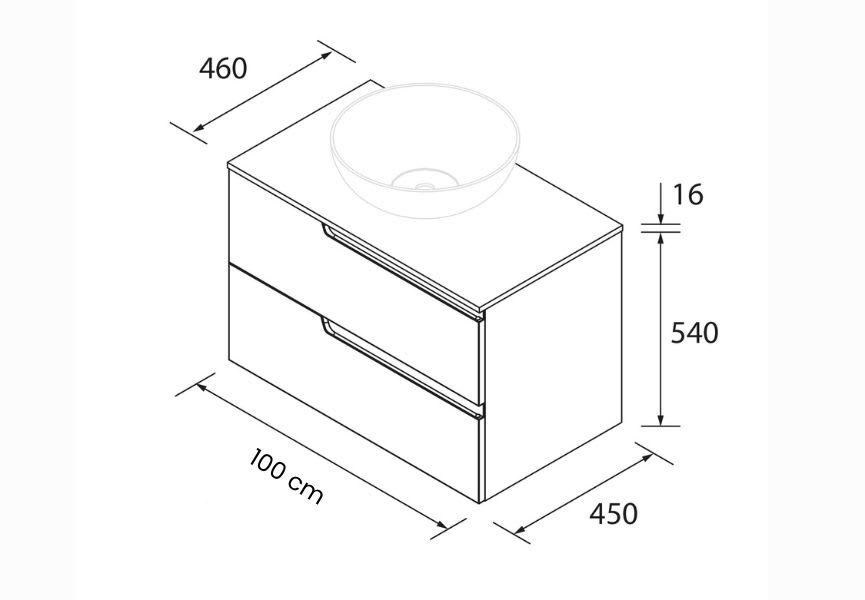 Meubles de salle de bains avec plan de toilette en chêne montana Vima Salgar croquis 1