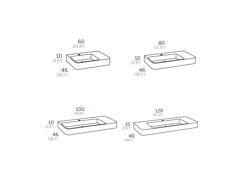 Lavabo suspendu Epsilon Coycama croquis 12
