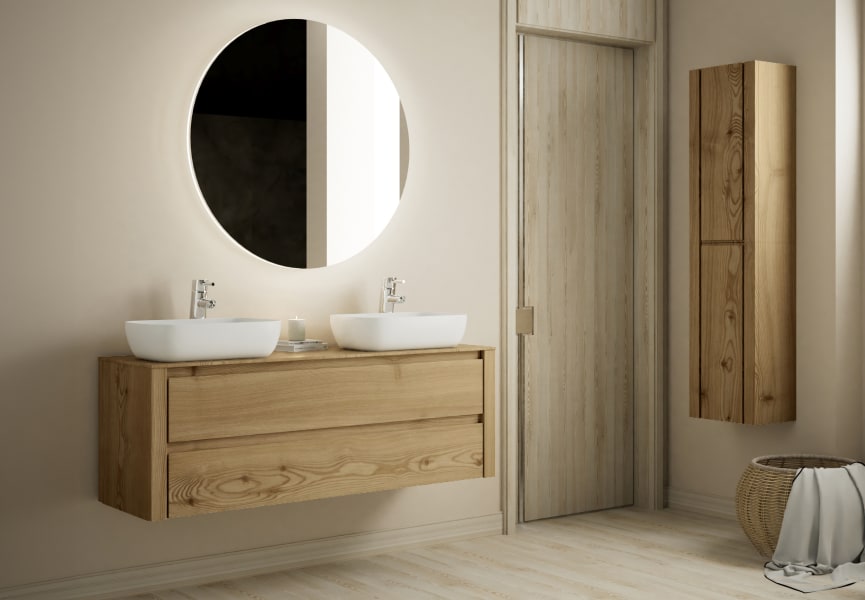 Meubles de salle de bains avec comptoir en bois massif Laponia Bruntec principal 1