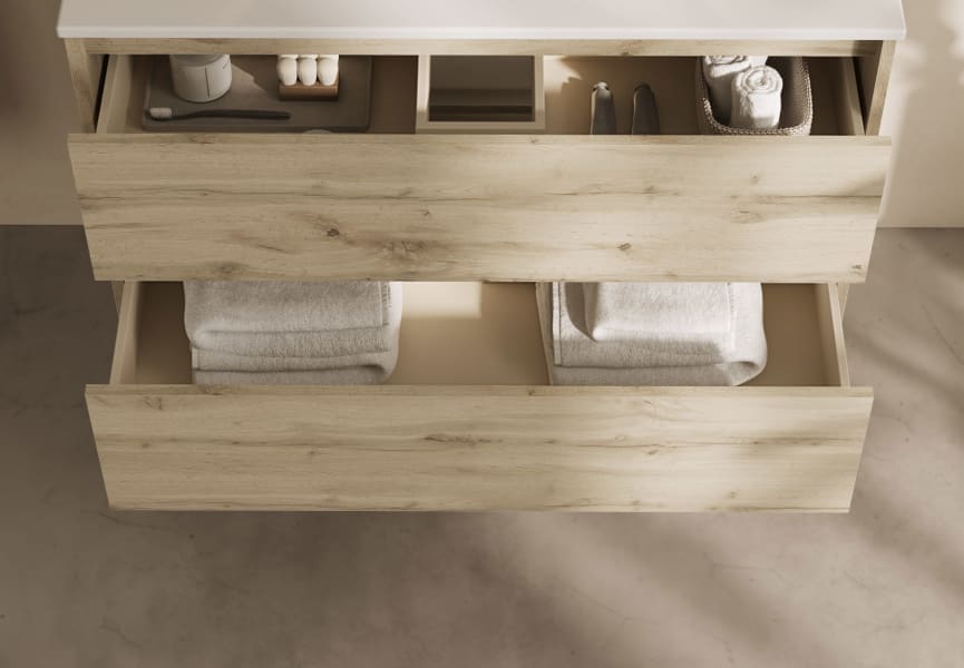 Meubles de salle de bains avec plan de toilette en bois Oxford Bruntec détail 9