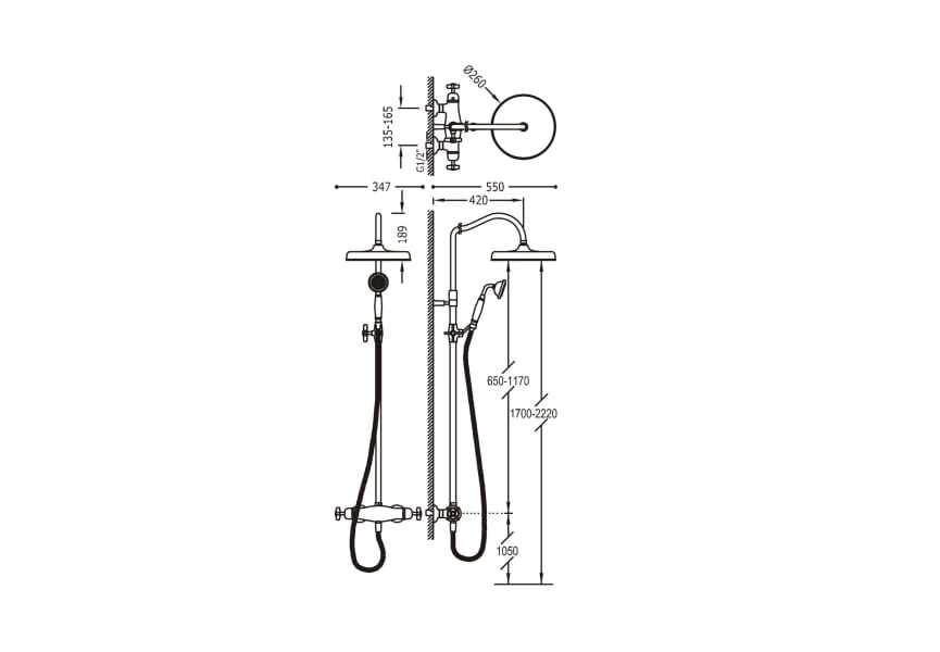 Set de douche Clasic Tres croquis 1