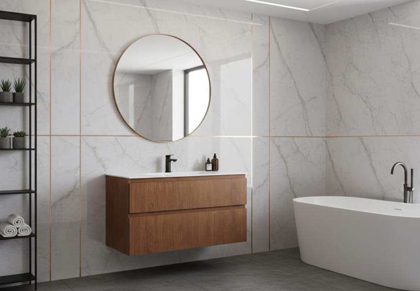 Ensemble de meubles de salle de bains en bois massif Alpes 2 Bruntec principal 0