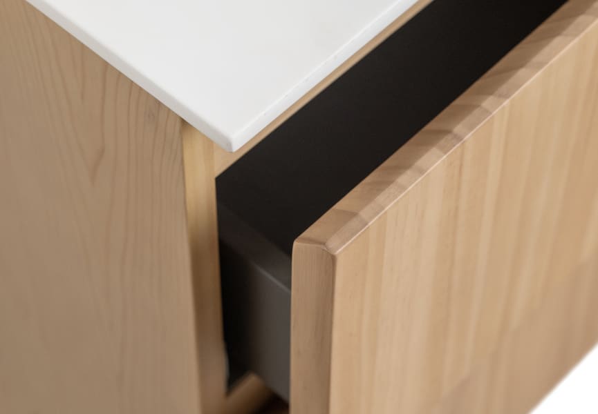 Ensemble de meubles de salle de bains en bois massif Alpes 2 Bruntec détail 6