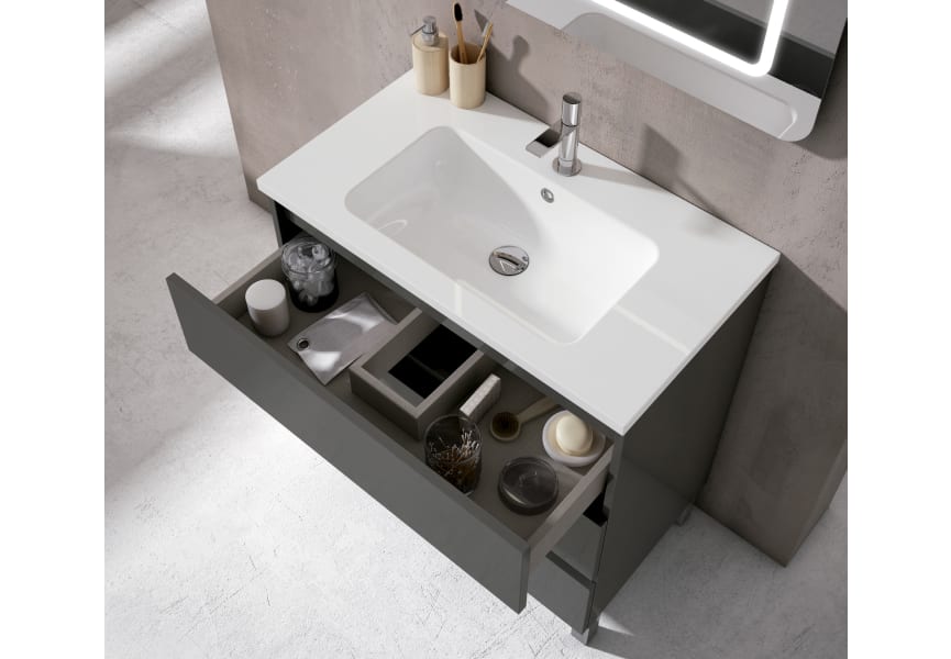 Meuble de salle de bains avec plan de toilette hydrofuge Box Visobath détail 1