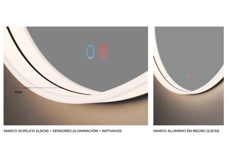 Miroir de salle de bain avec éclairage LED Bolonia Ledimex détail 2