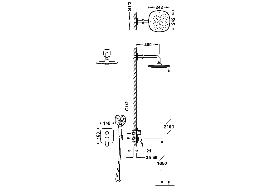 Ensemble douche et baignoire encastré Canigo de Tres croquis 1
