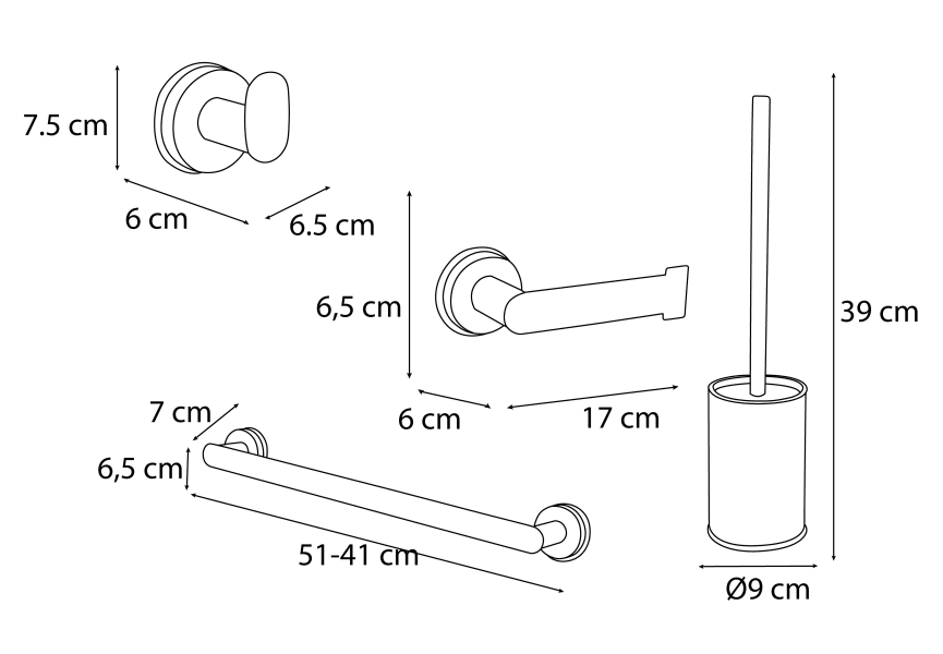 Ensemble d'accessoires de salle de bain Bali Mediterranea de baño croquis 5