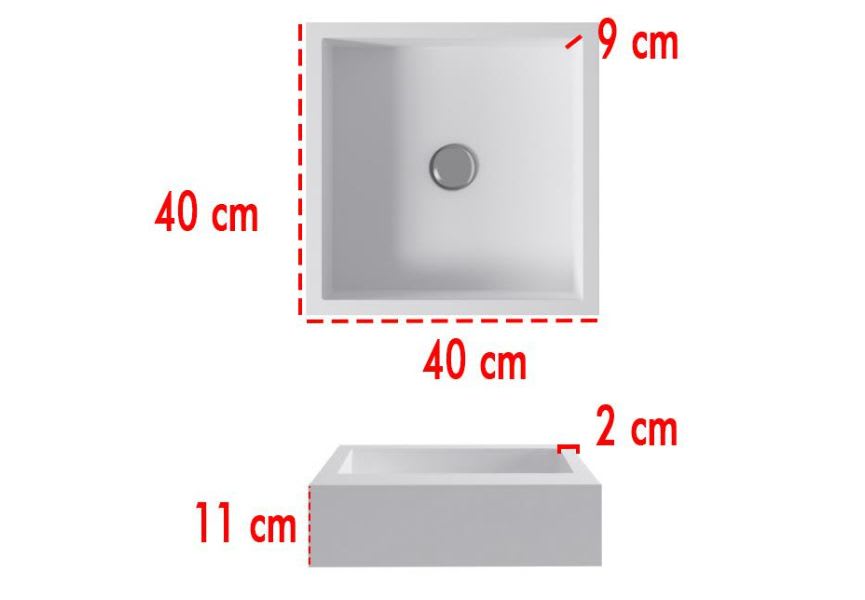 Vasque à poser Quadro Bruntec croquis 2