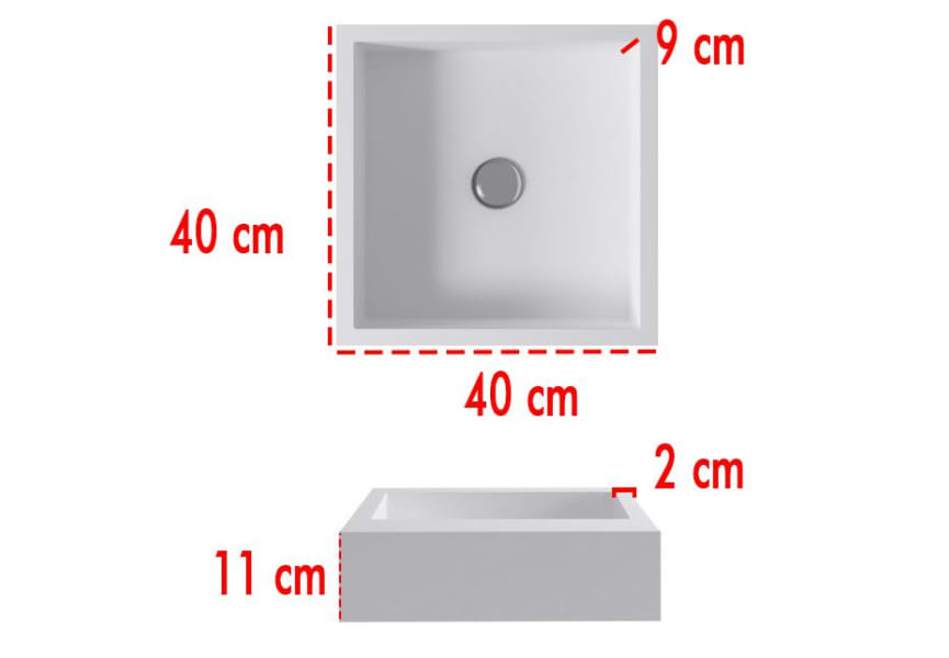Lavabo à poser Bruntec Quadro croquis 2