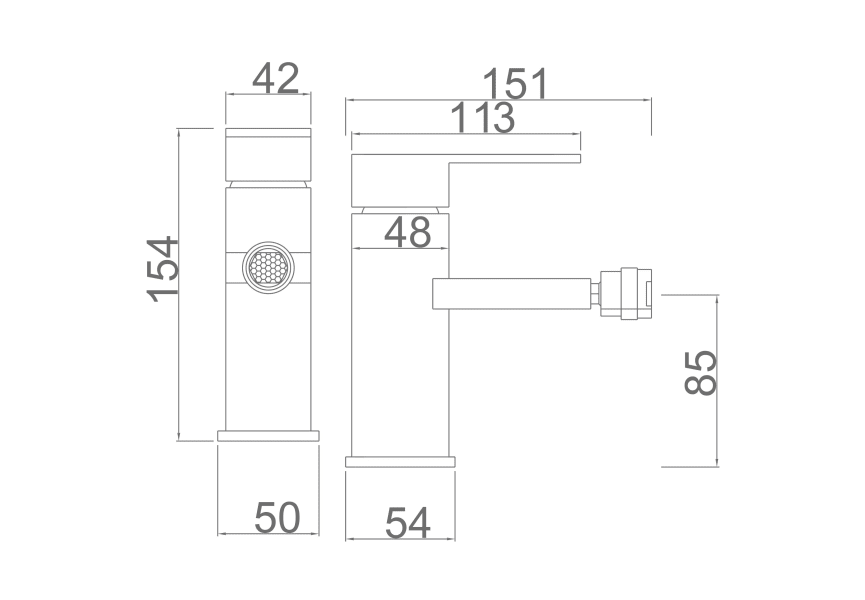 mitigeur de bidet Liverpool Imex croquis 1