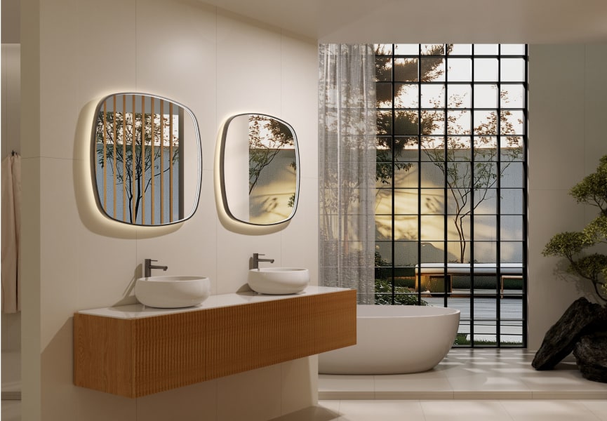 Miroir de salle de bains avec l'éclairage LED « Catania » de Ledimex principal 1