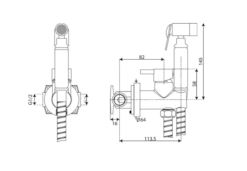 Douche hygiénique pour toilettes Munich Imex croquis 12