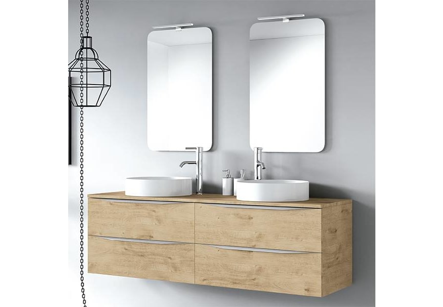 Meuble de salle de bains avec plan de toilette en bois principal 0
