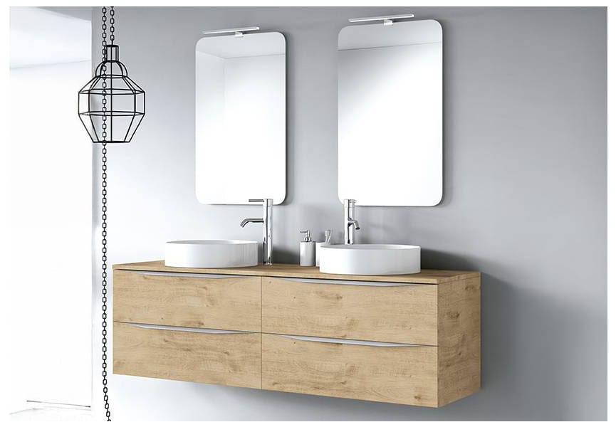 Meuble de salle de bains avec plan de toilette en bois principal 0
