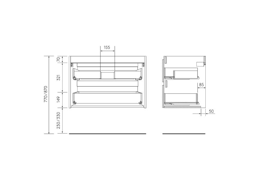 Ensemble meuble-lavabo Morai Salgar croquis 12